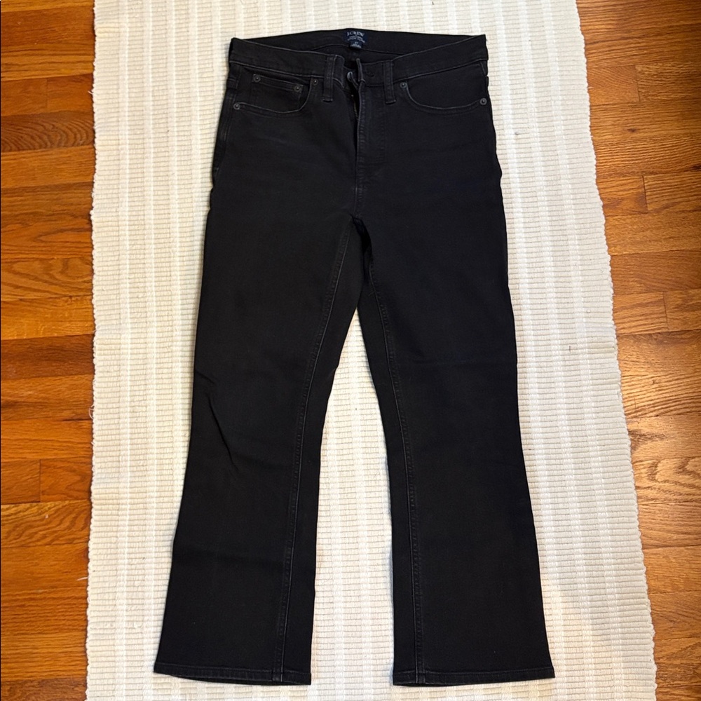 J. Crew High-Rise Crop Flare Jeans in Charcoal